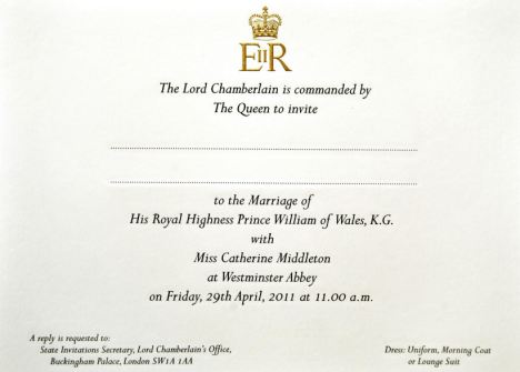 royal wedding 2011 invitation. Royal wedding plans